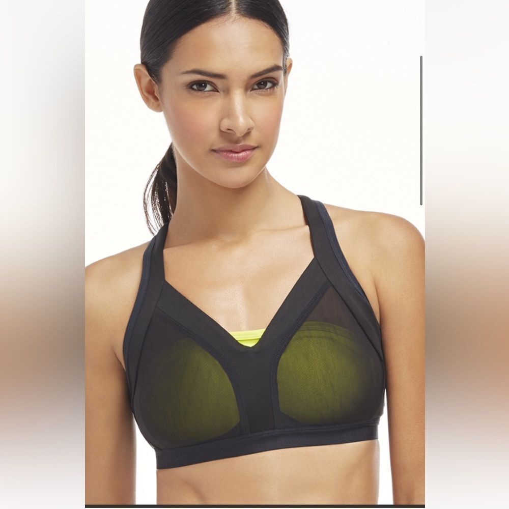 Fabletics Joliet High Impact Sports Bra Black and Yellow Size XL